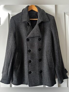 BARENA VENEZIA Italian Wool Blend Double Breasted Peacoat Gray EU 48 M